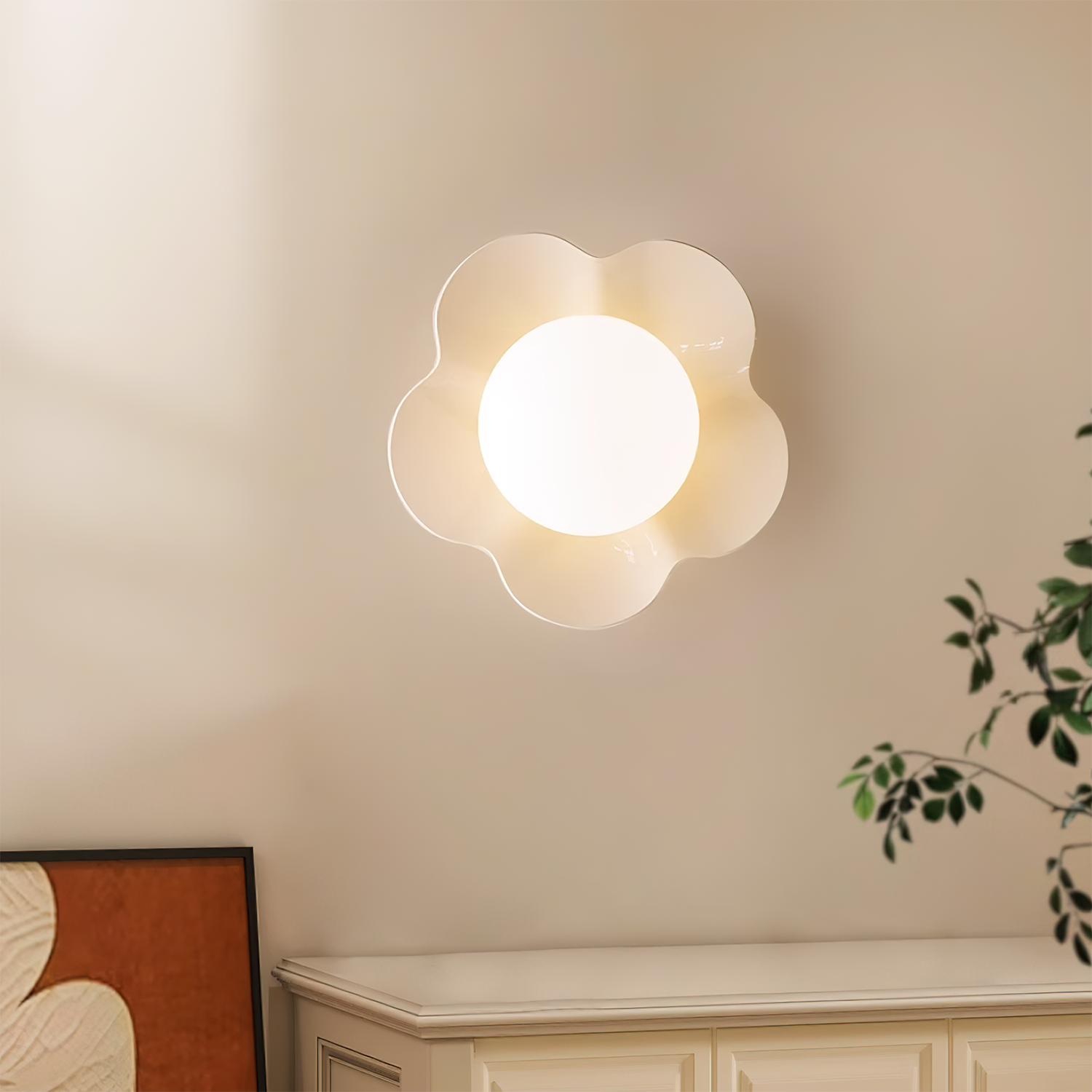 Lámpara de Pared La Fleur de Resina y Vidrio – Diseño Floral, Tamaño Compacto 0