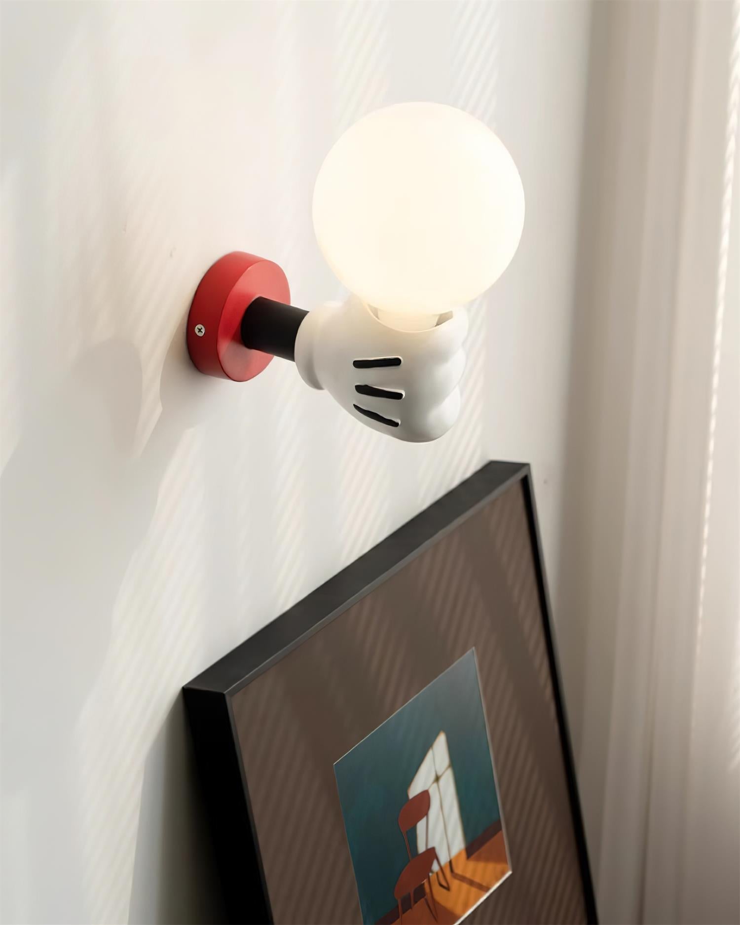 Lámpara de Pared Mickey con Diseño de Guante – Color Rojo y Blanco, Ideal para Habitaciones Infantiles 7