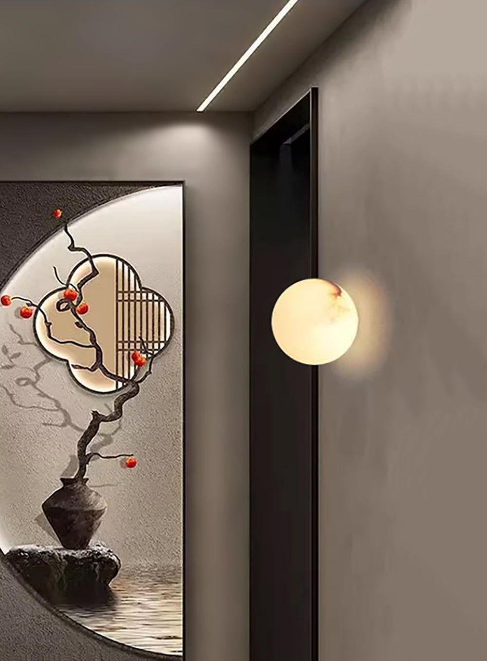Lámpara de Pared Mini Orb de Alabastro con Diseño Elegante y Luz LED 5