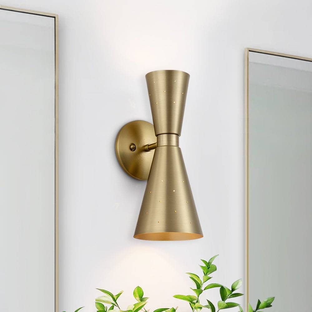 Lámpara de Pared Minimalista de Doble Luz con Acabado en Níquel y Latón – Apliques de Pared Modernos para Baño y Sala de Estar 0