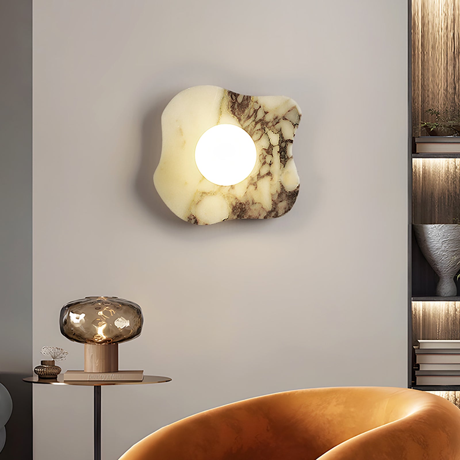 Lámpara de Pared Minimalista de Mármol Irregular – Diseño Asimétrico con Luz LED 0