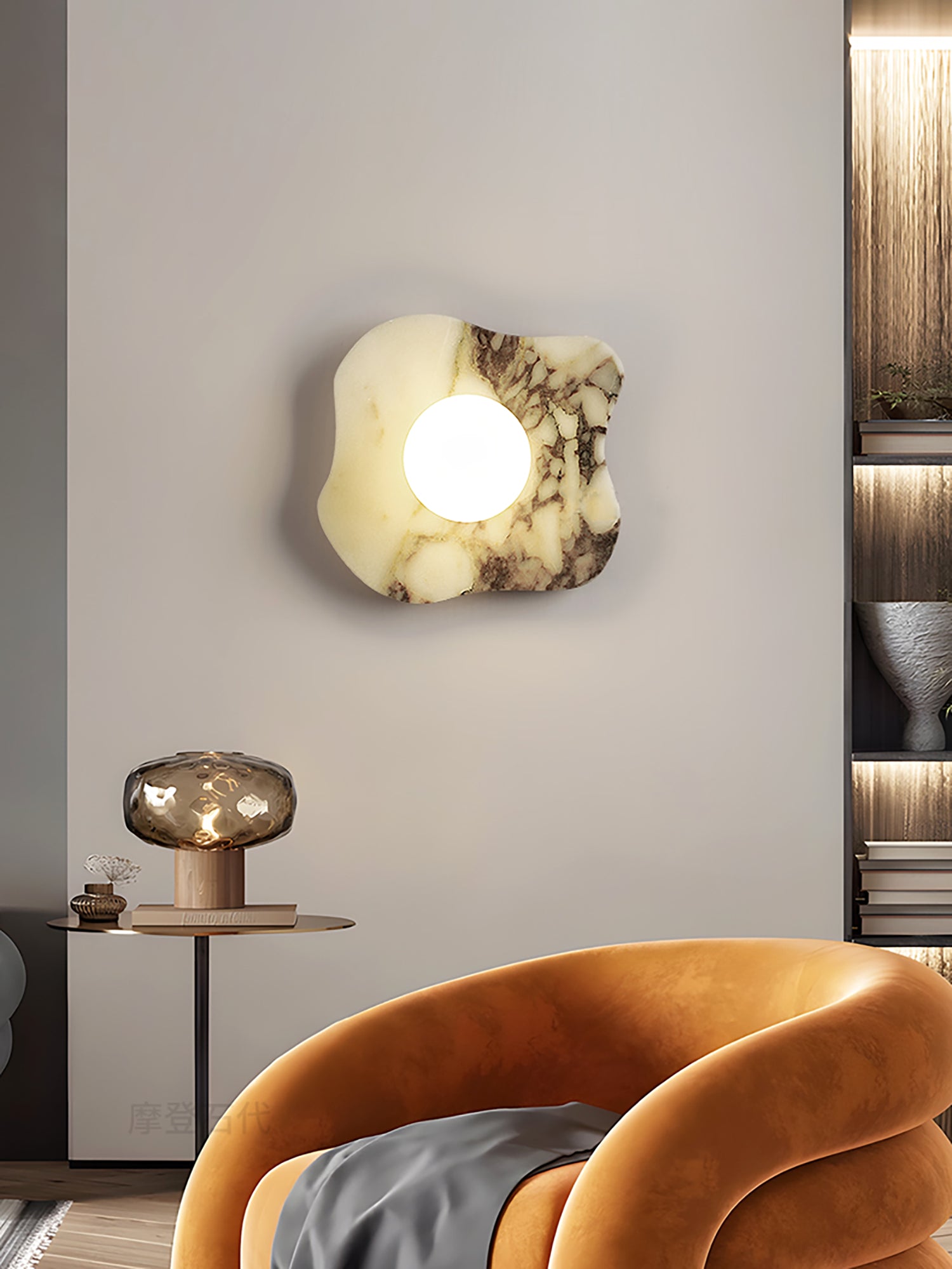 Lámpara de Pared Minimalista de Mármol Irregular – Diseño Asimétrico con Luz LED 5
