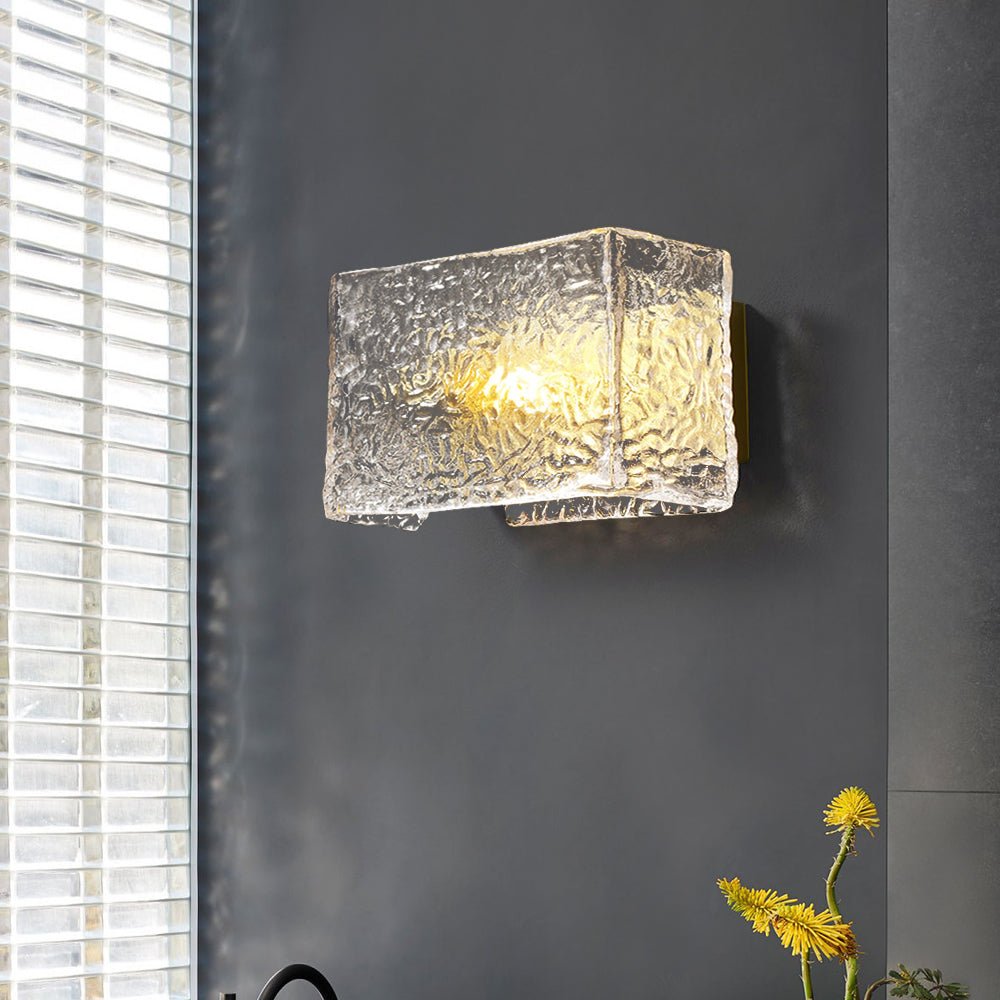 Lámpara de Pared Minimalista de Metal con Pantalla de Vidrio Texturizado en Acabado Bronce – Apliques de Pared Modernos 0