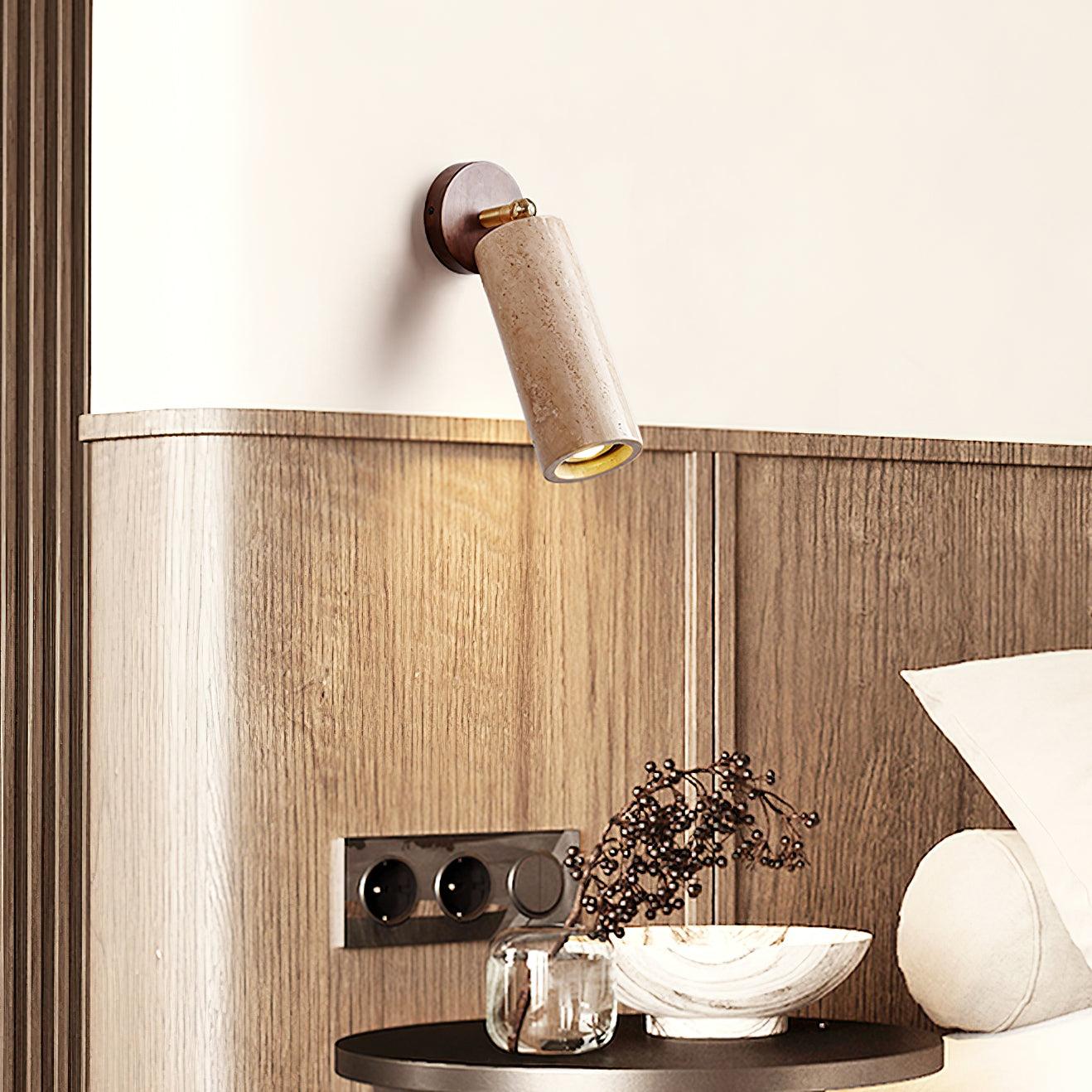 Lámpara de Pared Mireille de Madera Natural y Travertino Amarillo con Diseño Ajustable 2