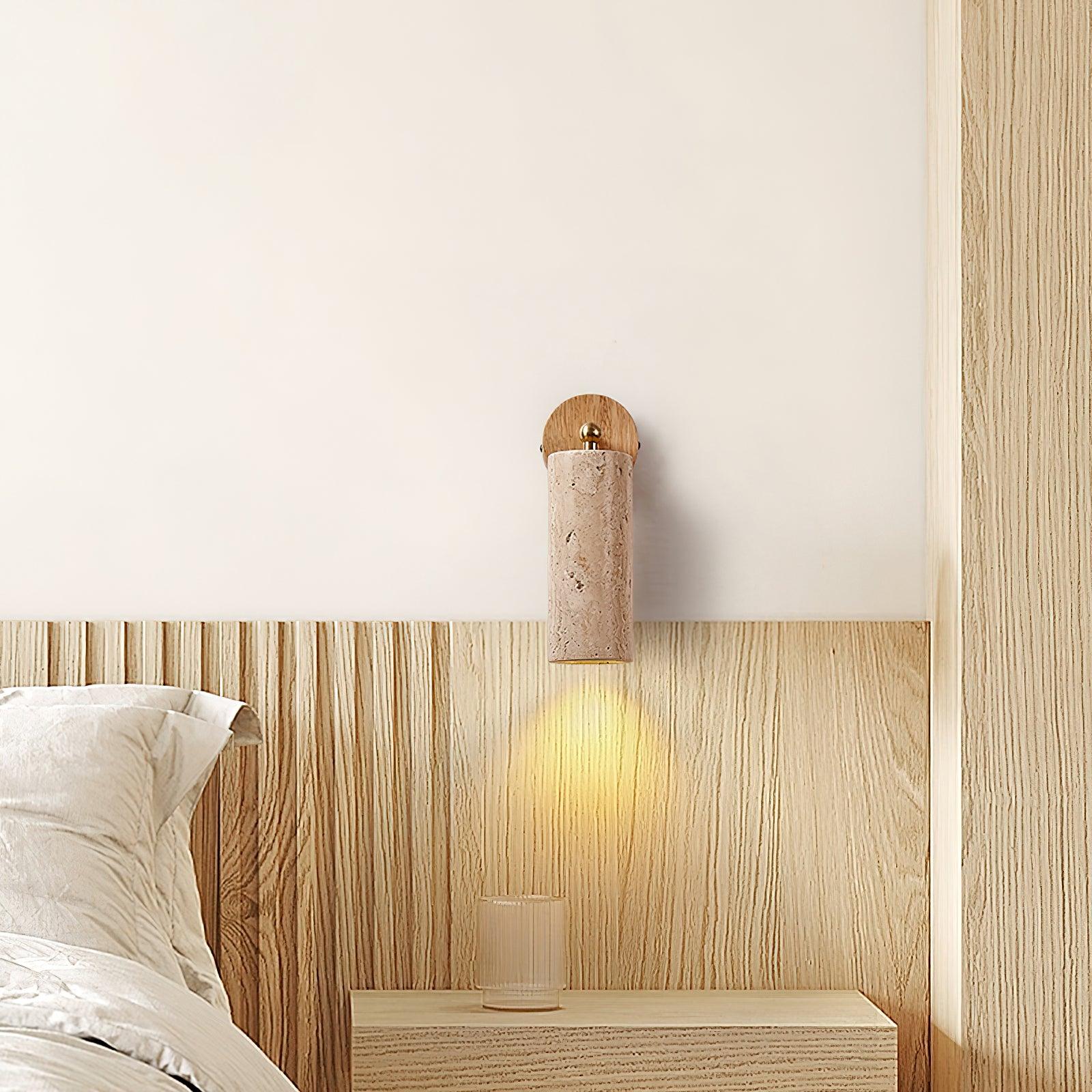 Lámpara de Pared Mireille de Madera Natural y Travertino Amarillo con Diseño Ajustable 4