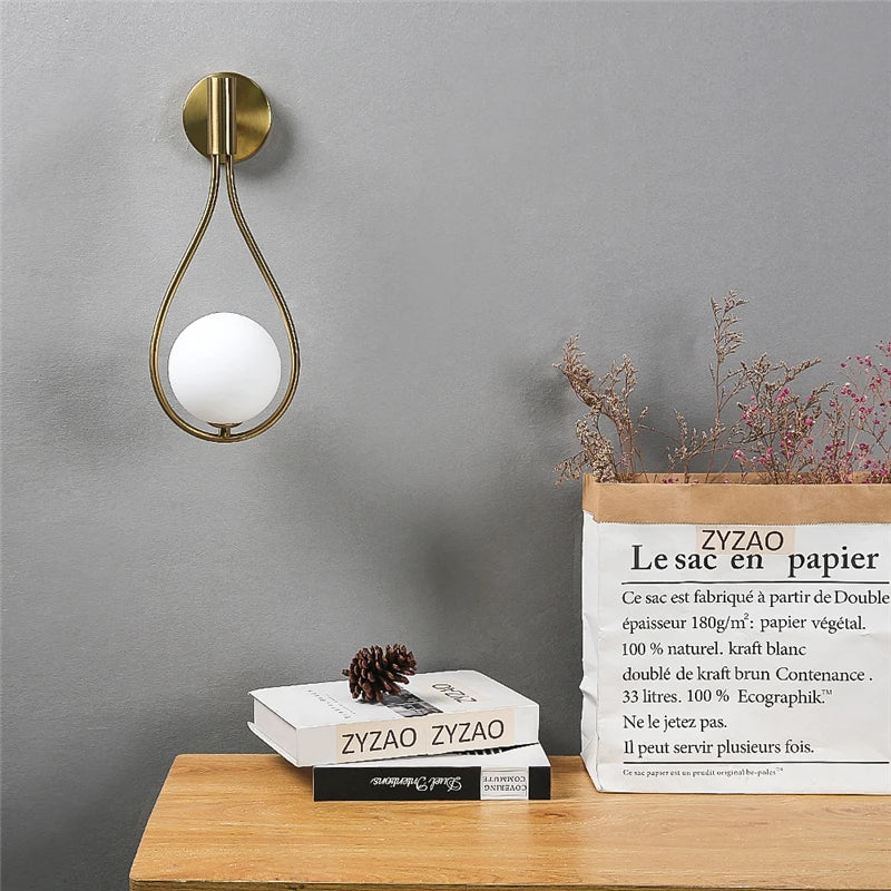 Lámpara de Pared Moderna de Esfera de Vidrio y Metal – Aplique Pared Elegante para Iluminación Suave y Acogedora 2