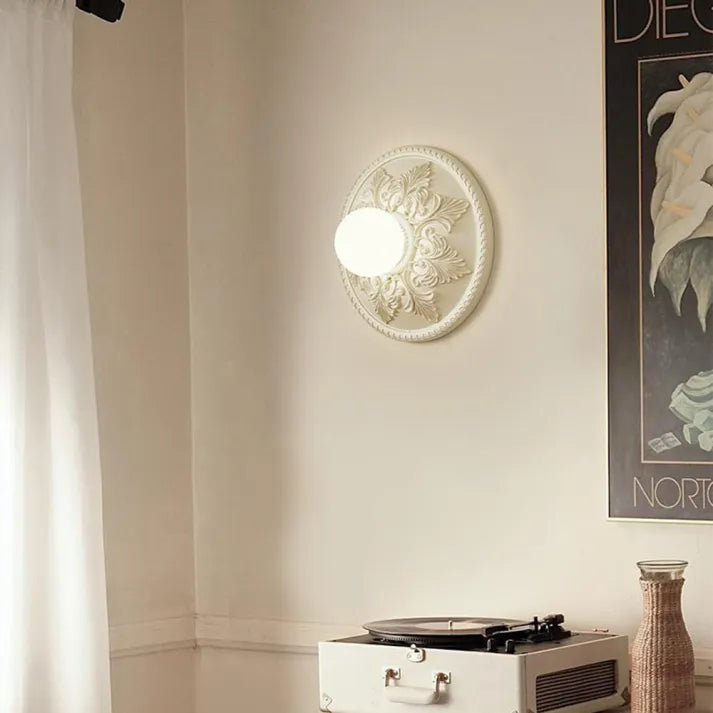 Lámpara de Pared Moderna de Resina Color Café con Leche, Aplique Pared Elegante de Diseño Contemporáneo, Ø 30 cm x H 12 cm 0