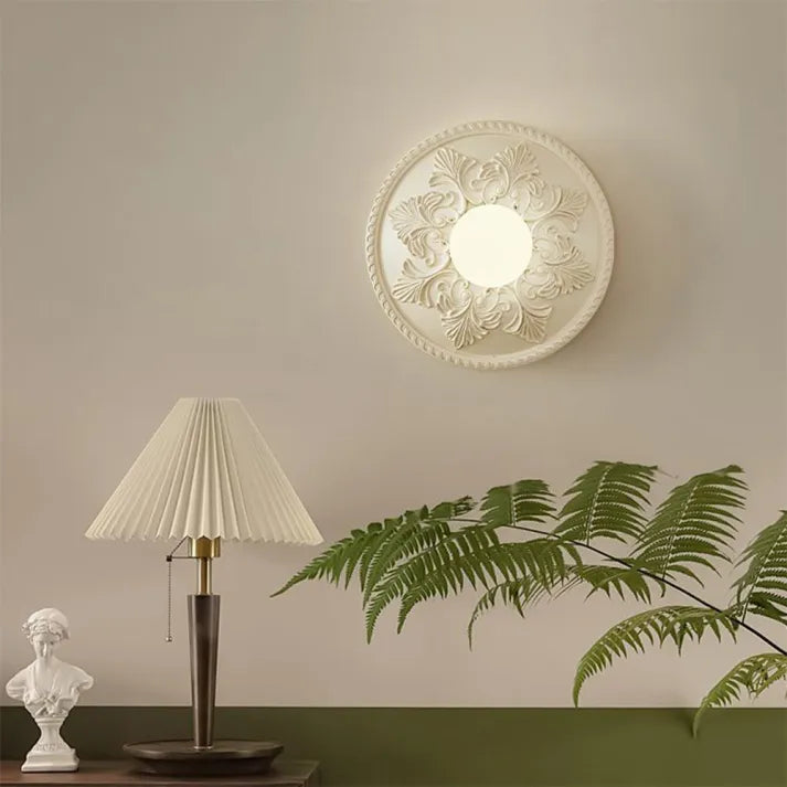 Lámpara de Pared Moderna de Resina Color Café con Leche, Aplique Pared Elegante de Diseño Contemporáneo, Ø 30 cm x H 12 cm 1