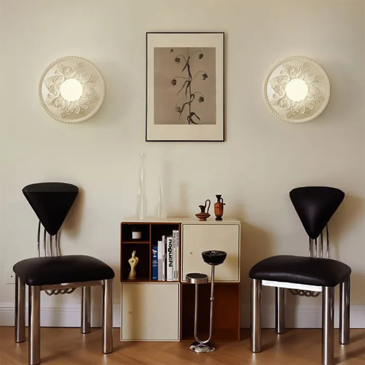 Lámpara de Pared Moderna de Resina Color Café con Leche, Aplique Pared Elegante de Diseño Contemporáneo, Ø 30 cm x H 12 cm 2