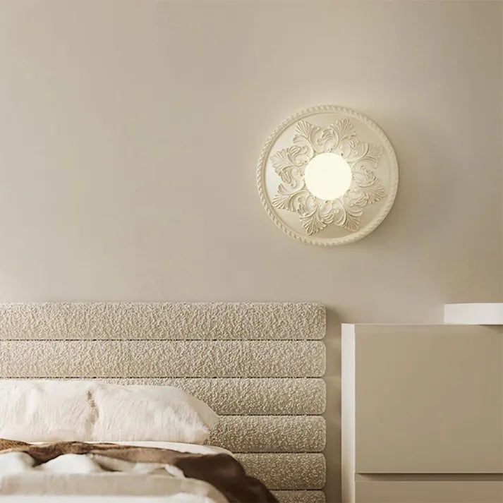 Lámpara de Pared Moderna de Resina Color Café con Leche, Aplique Pared Elegante de Diseño Contemporáneo, Ø 30 cm x H 12 cm 3