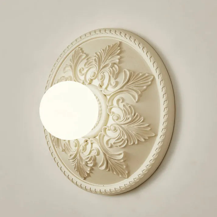 Lámpara de Pared Moderna de Resina Color Café con Leche, Aplique Pared Elegante de Diseño Contemporáneo, Ø 30 cm x H 12 cm 6