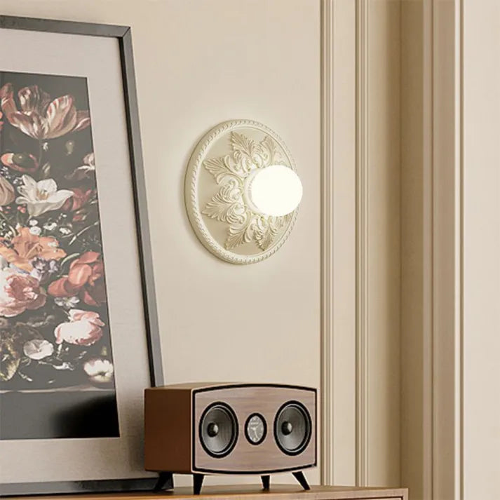 Lámpara de Pared Moderna de Resina Color Café con Leche, Aplique Pared Elegante de Diseño Contemporáneo, Ø 30 cm x H 12 cm 7
