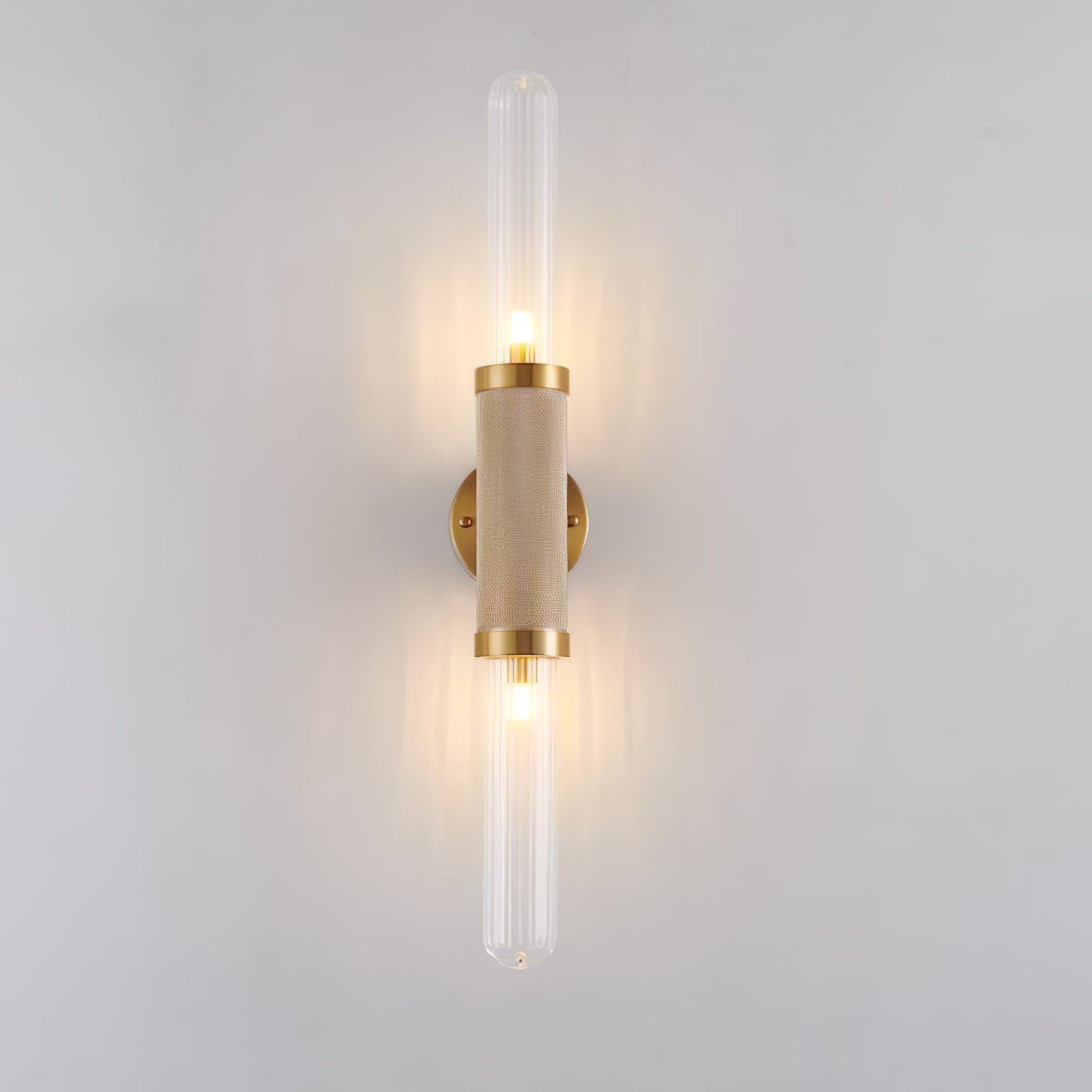 Lámpara de Pared Moderna en Oro con Pantalla de Vidrio – Aplique Pared Elegante para Interiores, Tamaño Doble 18cm x 90cm 0