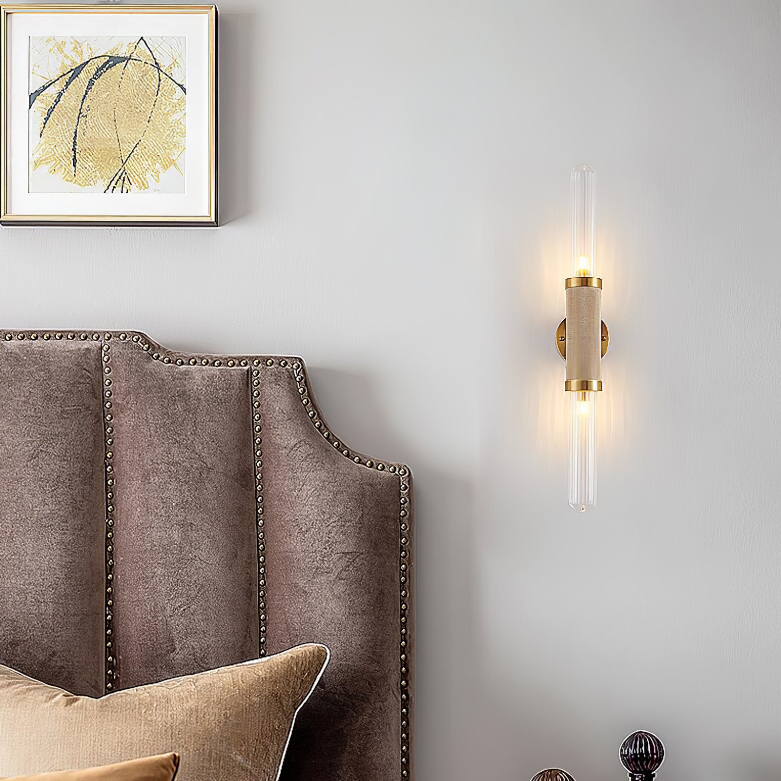 Lámpara de Pared Moderna en Oro con Pantalla de Vidrio – Aplique Pared Elegante para Interiores, Tamaño Doble 18cm x 90cm 4