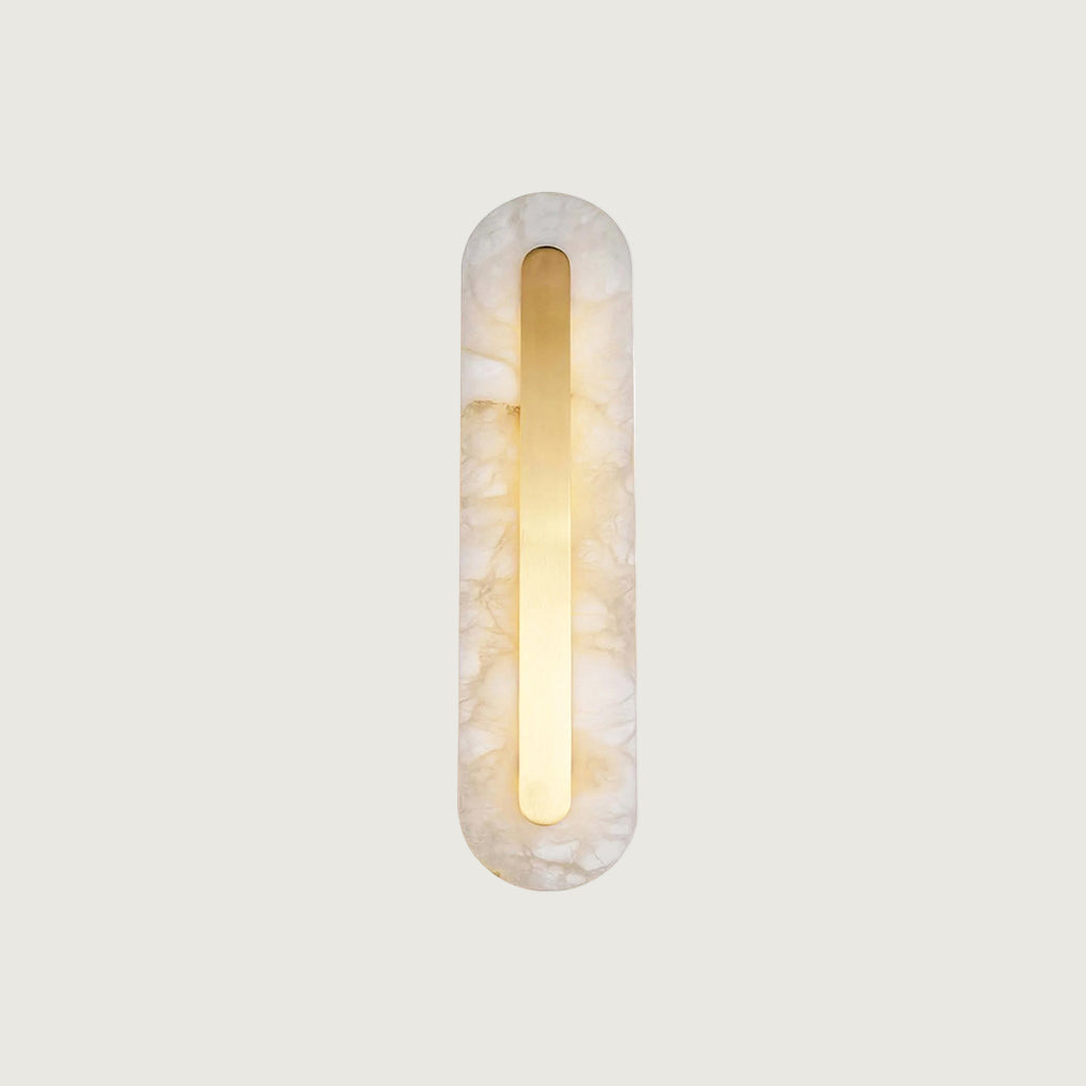 Lámpara de Pared Ovalada de Alabastro con Acabado Dorado – Iluminación Interior Elegante 1
