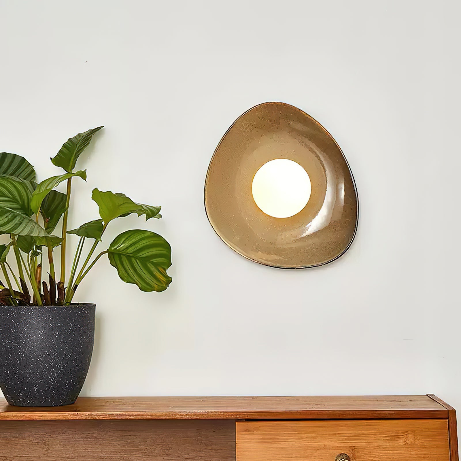 Lámpara de Pared Pebble Tray con Diseño Orgánico y Luz Ambiental – Cerámica y Vidrio 6