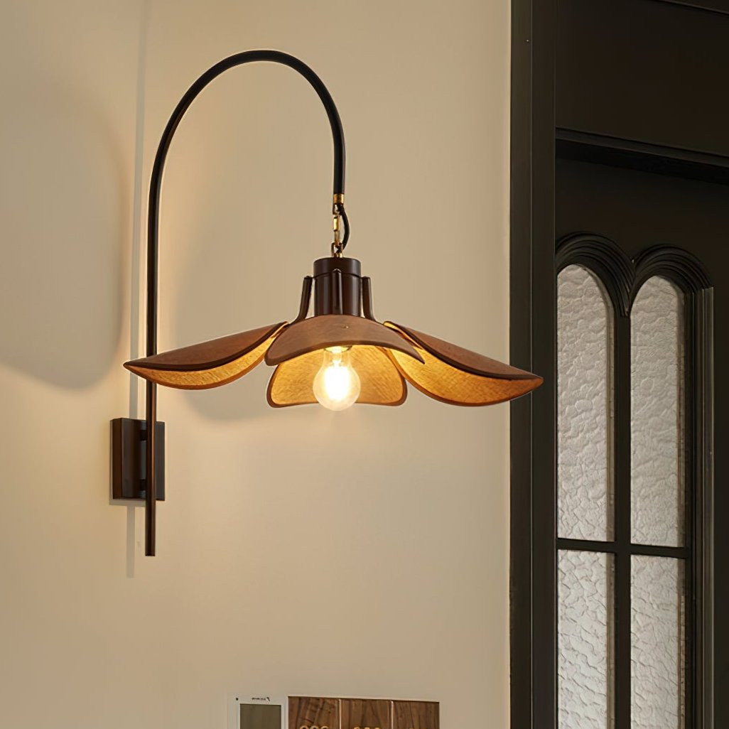 Lámpara de Pared Petal Bloom Elegante de Metal y Tela de Lino – Aplique Pared con Luz Ambiental y Diseño Natural 1