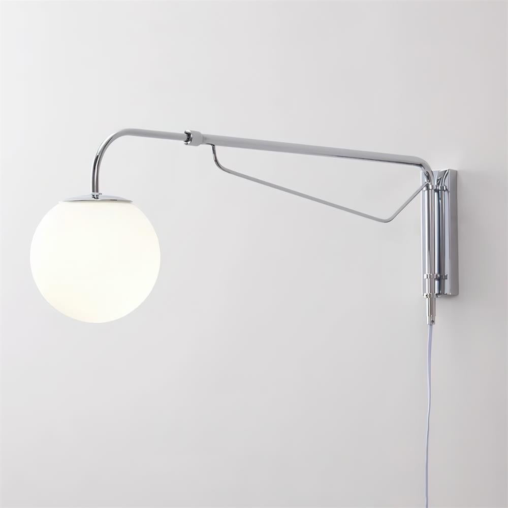 Rovin - Lámpara de Pared - Minimalista con Brazo Ajustable - Difusor Acrílico - Cromo y Blanco