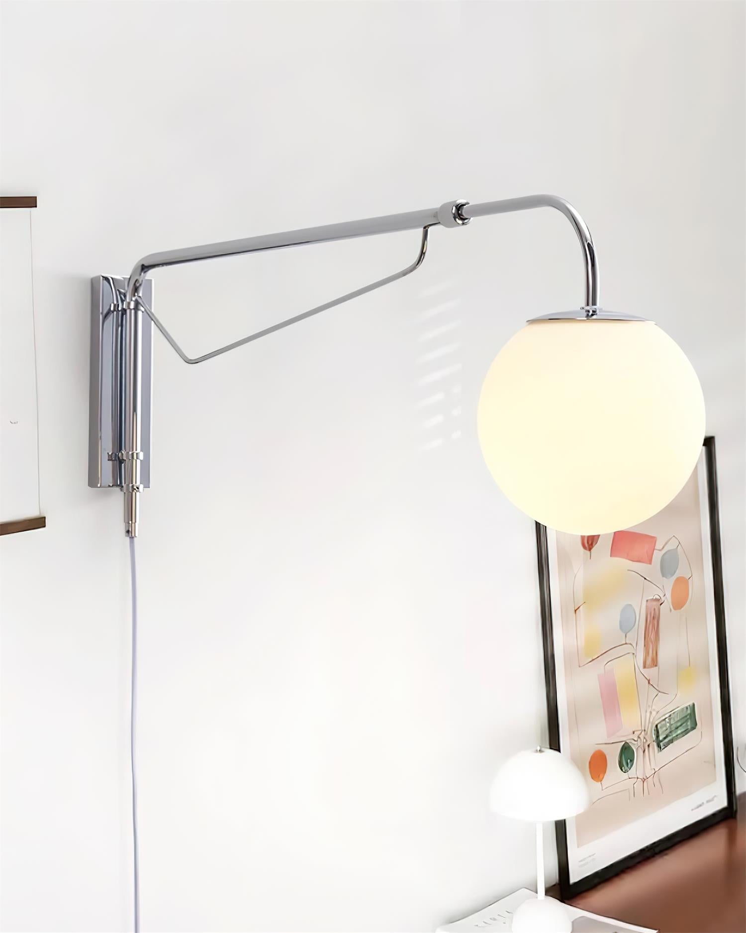 Lámpara de Pared Plug-In Minimalista con Brazo Ajustable y Difusor Acrílico 2