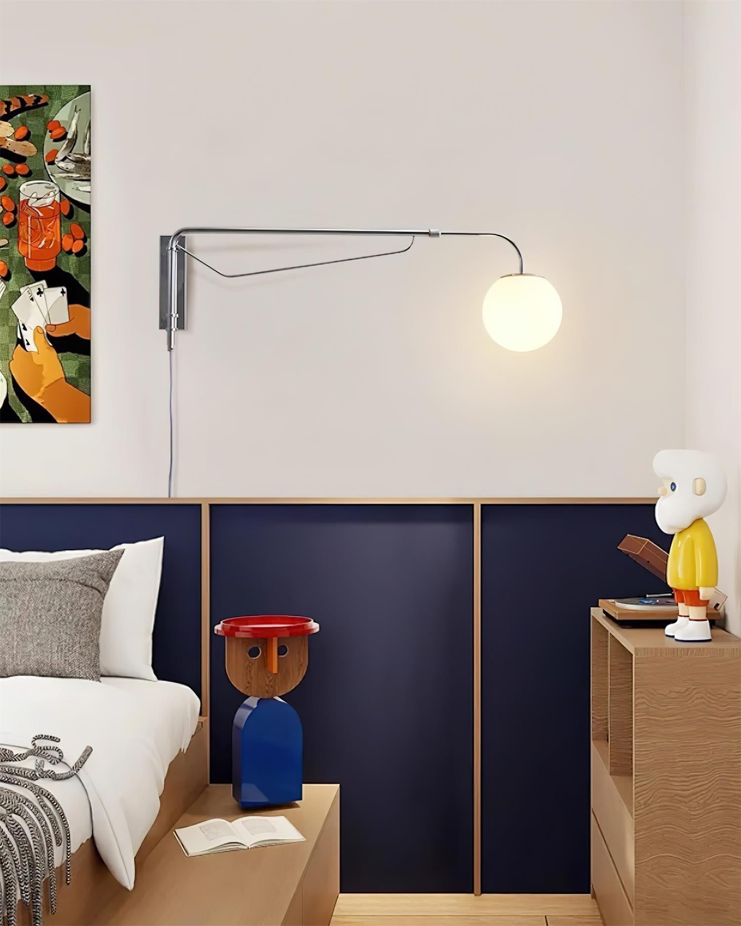 Lámpara de Pared Plug-In Minimalista con Brazo Ajustable y Difusor Acrílico 5