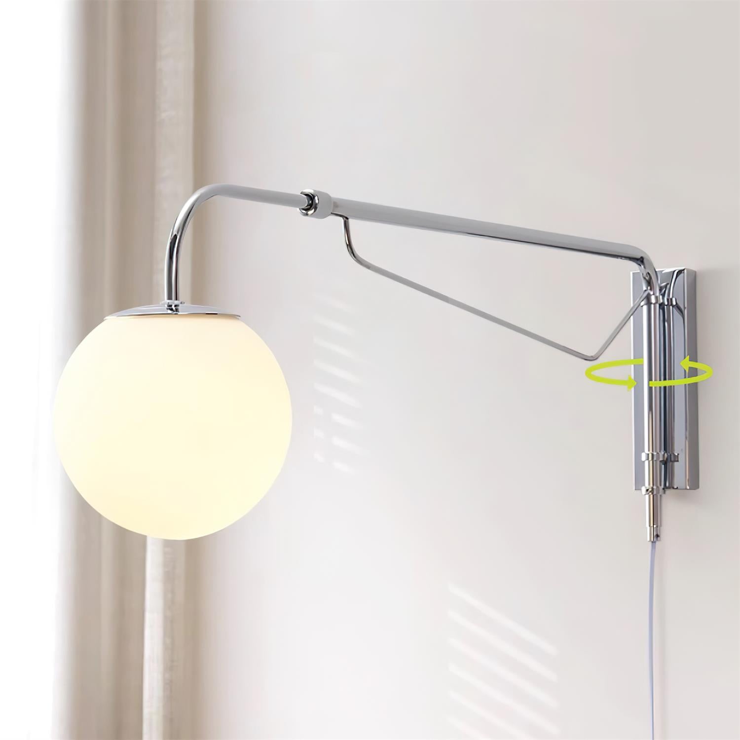 Lámpara de Pared Plug-In Minimalista con Brazo Ajustable y Difusor Acrílico 6