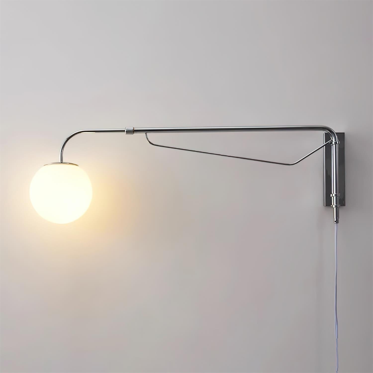 Lámpara de Pared Plug-In Minimalista con Brazo Ajustable y Difusor Acrílico 8