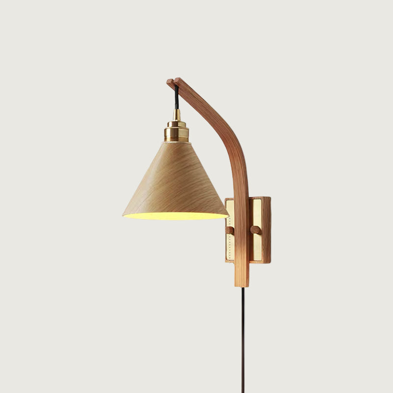 Lámpara de Pared Plug In de Madera con Diseño Moderno y Luz Cálida 0