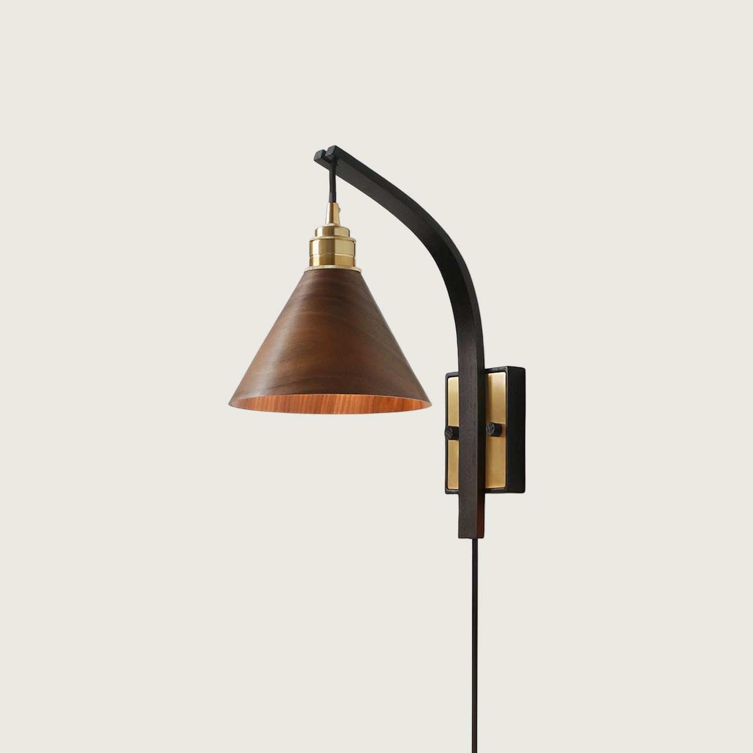 Lámpara de Pared Plug In de Madera con Diseño Moderno y Luz Cálida 1