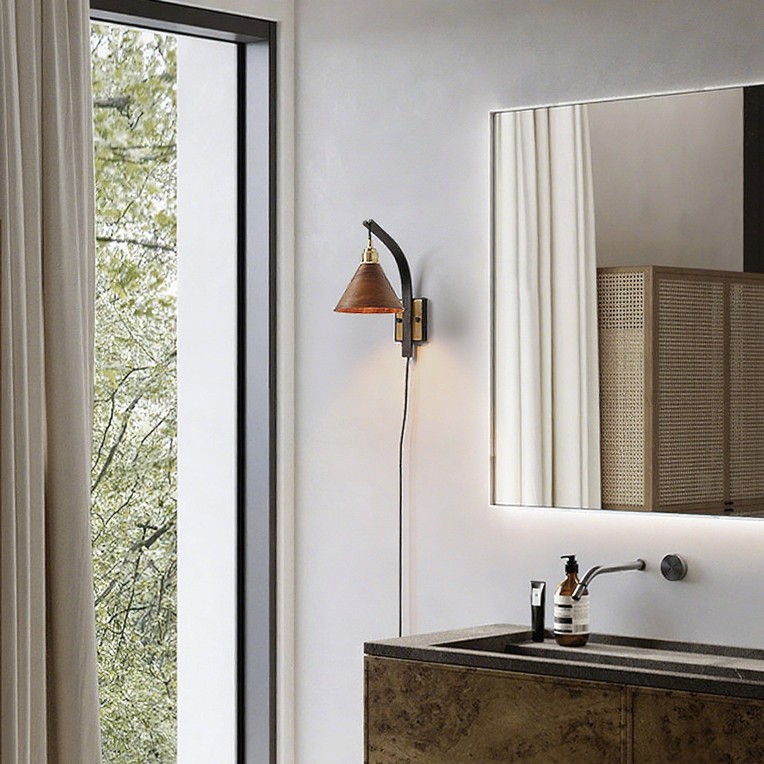 Lámpara de Pared Plug In de Madera con Diseño Moderno y Luz Cálida 5