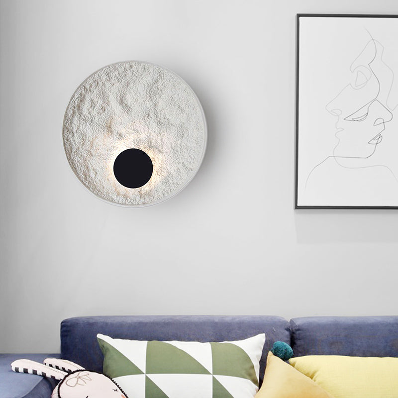 Lámpara de Pared Redonda Forma de Luna con Luz LED, Acabado Blanco Moderno - Apliques de Pared Decorativos para Hogar 1