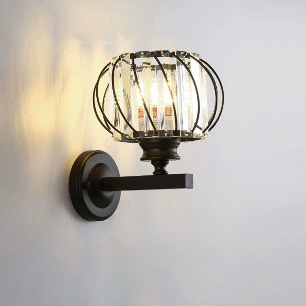 Lámpara de Pared Redonda de Cristal Contemporánea – Diseño Elegante para Pasillos y Salas, E27, Hierro y Cristal 0