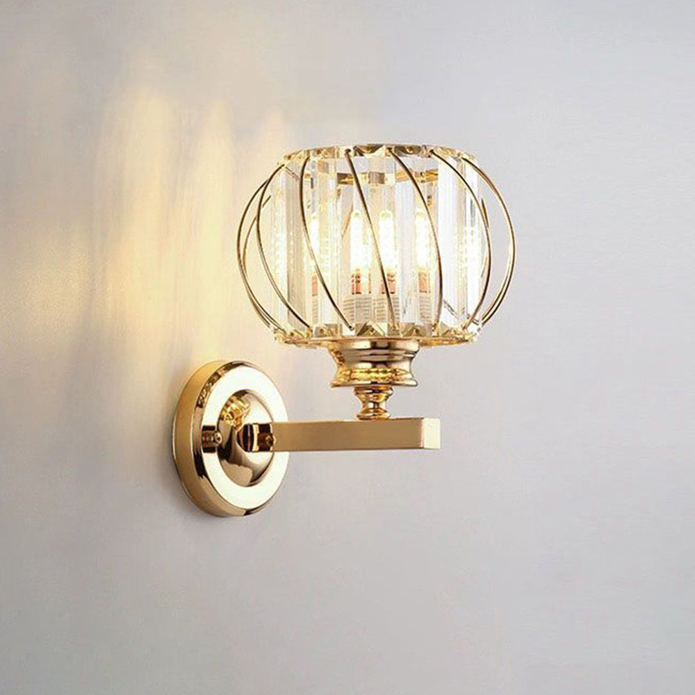 Lámpara de Pared Redonda de Cristal Contemporánea – Diseño Elegante para Pasillos y Salas, E27, Hierro y Cristal 2