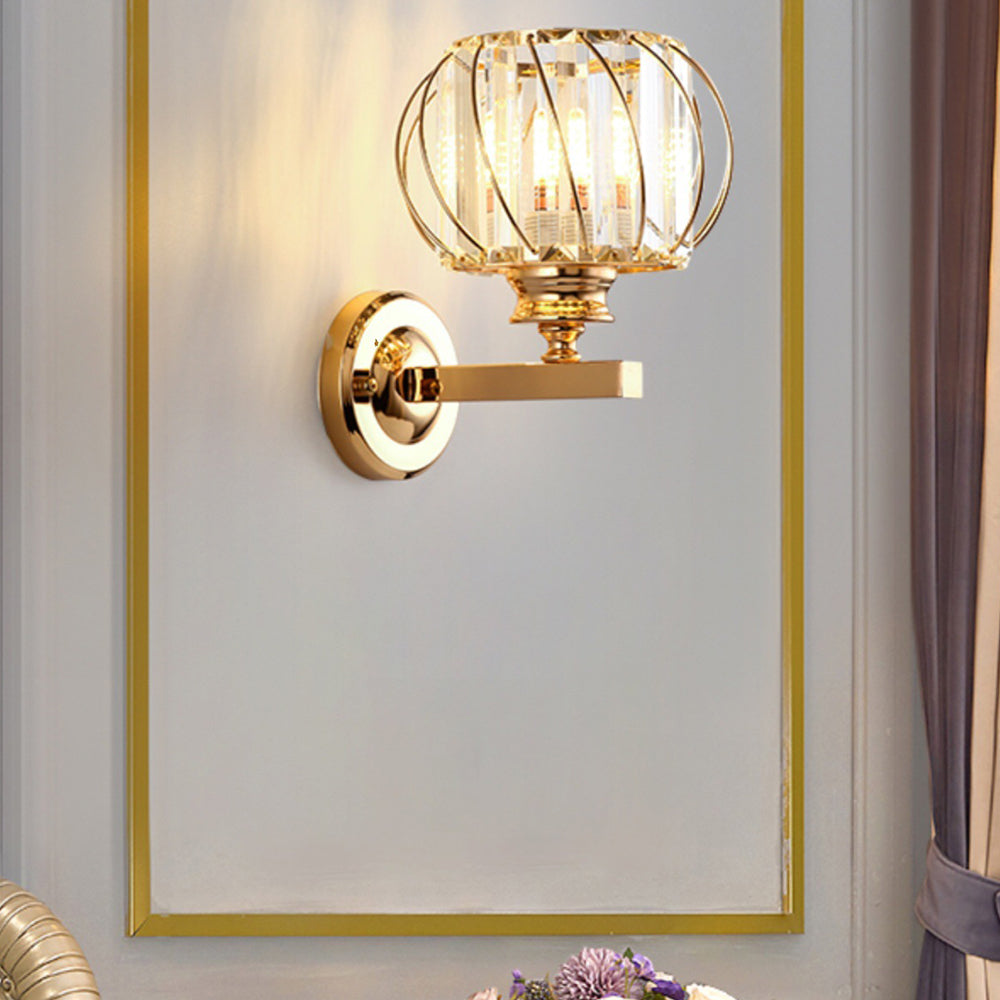 Lámpara de Pared Redonda de Cristal Contemporánea – Diseño Elegante para Pasillos y Salas, E27, Hierro y Cristal 4