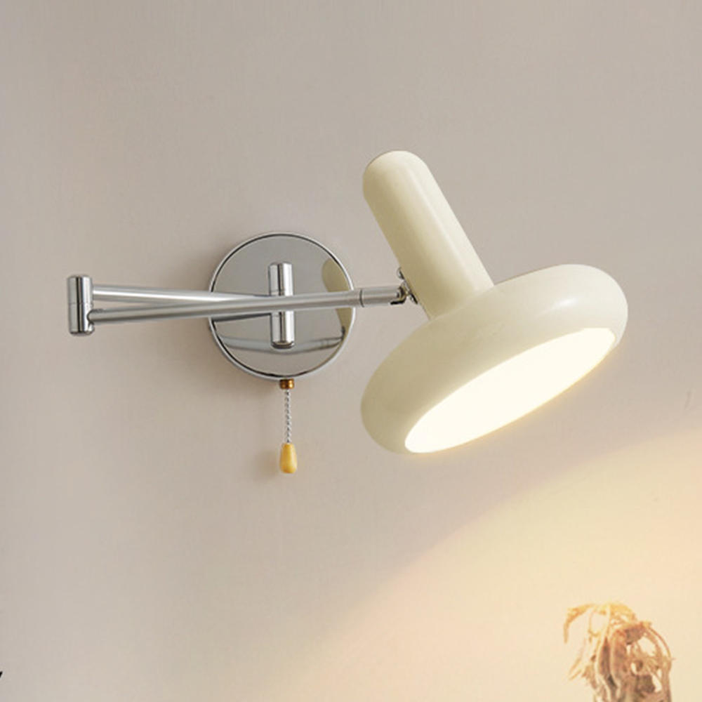 Lámpara de Pared Retro Ajustable con Brazo Móvil de Metal - Aplique Pared Estilo Bauhaus en Color Blanco 1