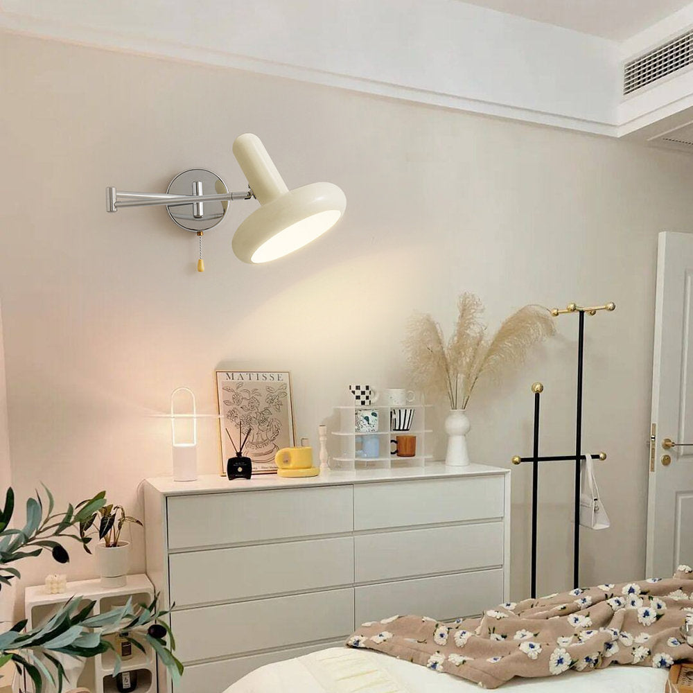 Lámpara de Pared Retro Ajustable con Brazo Móvil de Metal - Aplique Pared Estilo Bauhaus en Color Blanco 3
