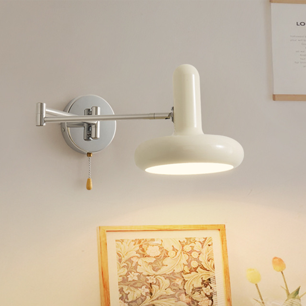 Lámpara de Pared Retro Ajustable con Brazo Móvil de Metal - Aplique Pared Estilo Bauhaus en Color Blanco 8