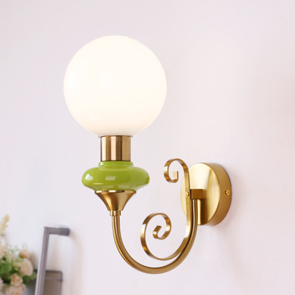 Lámpara de Pared Retro Francesa de Vidrio, Aplique Pared Clásico con 1 Luz E27 para Decoración Elegante 0