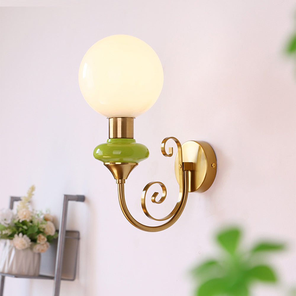 Lámpara de Pared Retro Francesa de Vidrio, Aplique Pared Clásico con 1 Luz E27 para Decoración Elegante 1