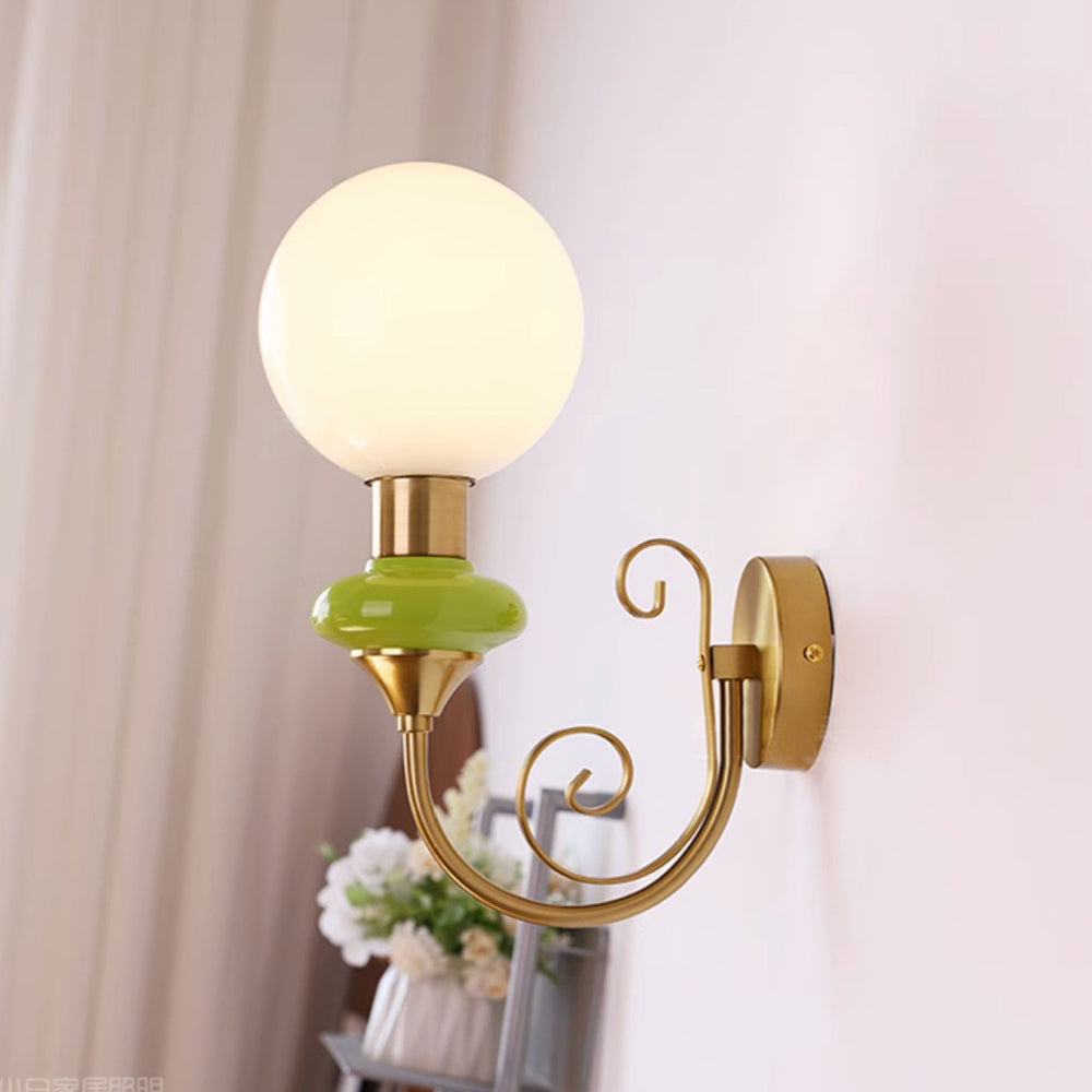 Lámpara de Pared Retro Francesa de Vidrio, Aplique Pared Clásico con 1 Luz E27 para Decoración Elegante 5