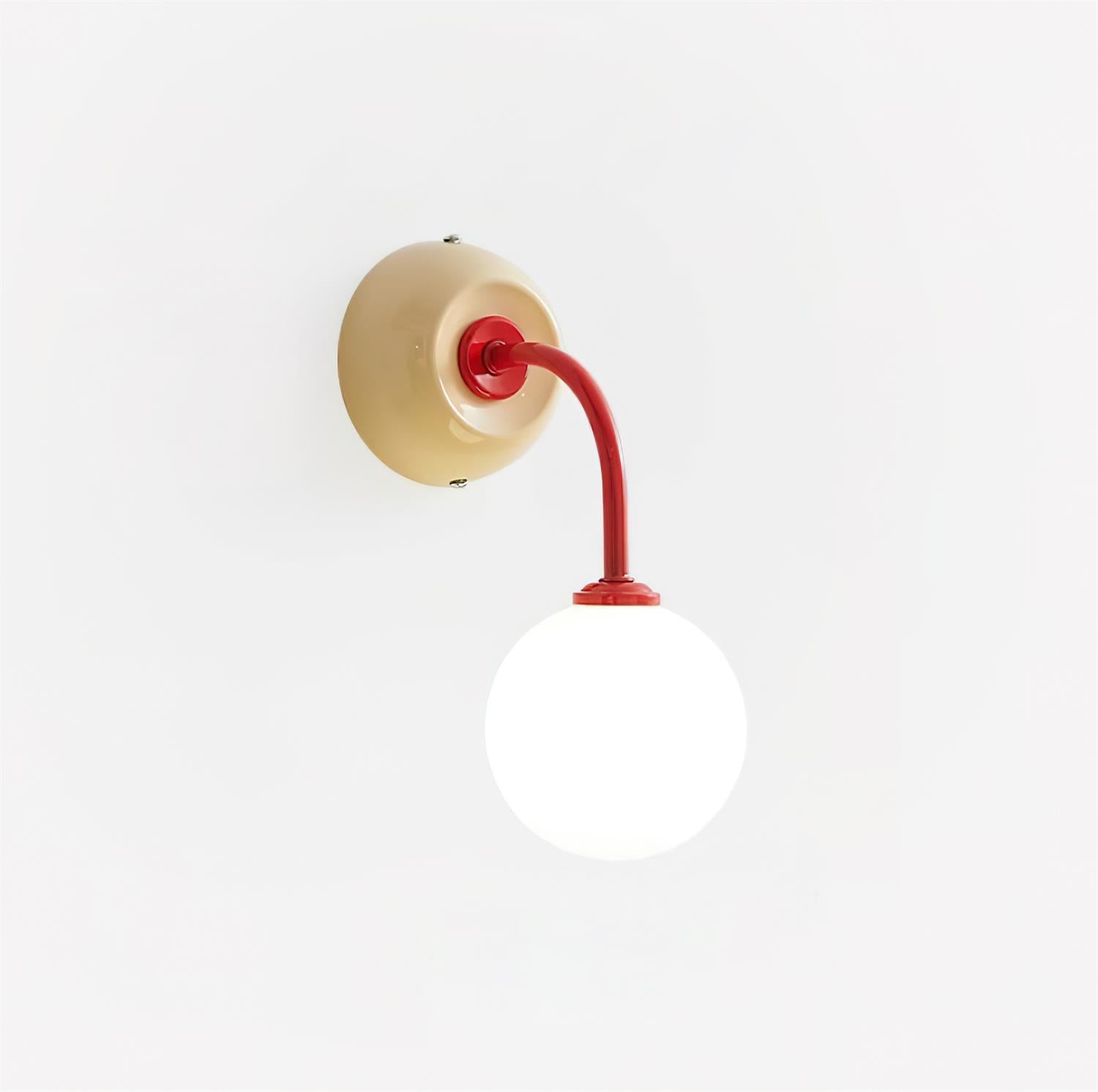Lámpara de Pared Retro con Pantalla de Cristal y Brazo Curvo – Disponible en Rojo, Beige y Azul 6
