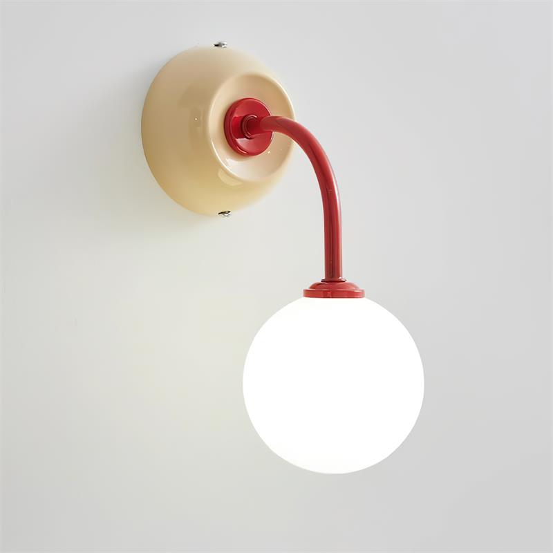Lámpara de Pared Retro con Pantalla de Cristal y Brazo Curvo – Disponible en Rojo, Beige y Azul 9