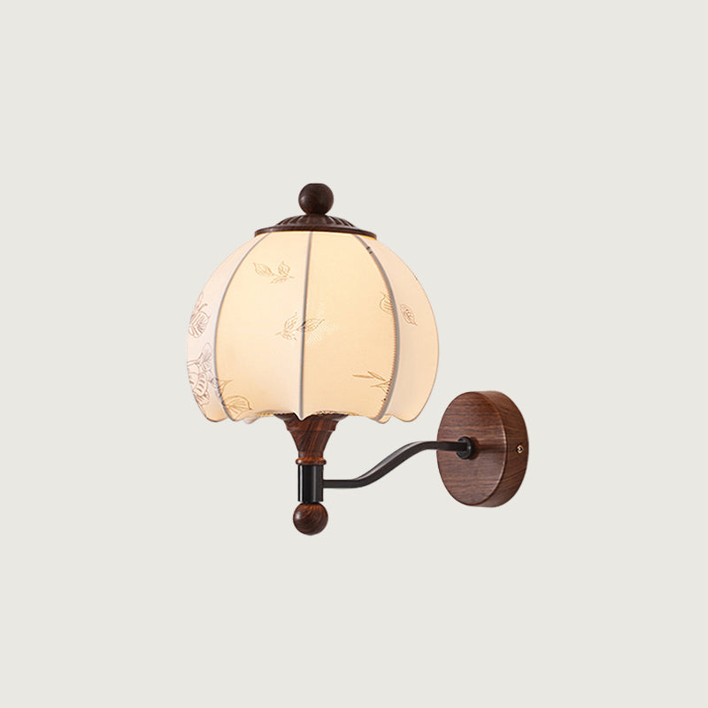Lámpara de Pared Retro de Madera con Pantalla de Tela – Aplique Pared Vintage, Luz Suave para Decoración Interior 0