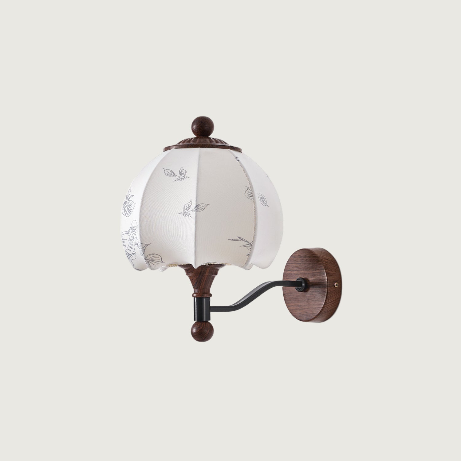 Lámpara de Pared Retro de Madera con Pantalla de Tela – Aplique Pared Vintage, Luz Suave para Decoración Interior 1