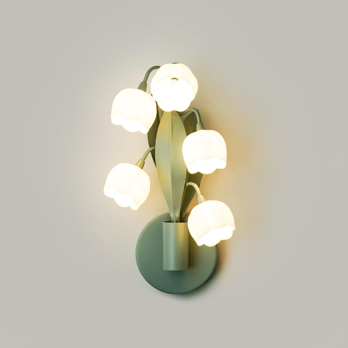 Lámpara de Pared Sara Orquídea con Hojas Verdes, Aplique de Pared Moderno, Luz Regulable para Interiores y Exteriores 0