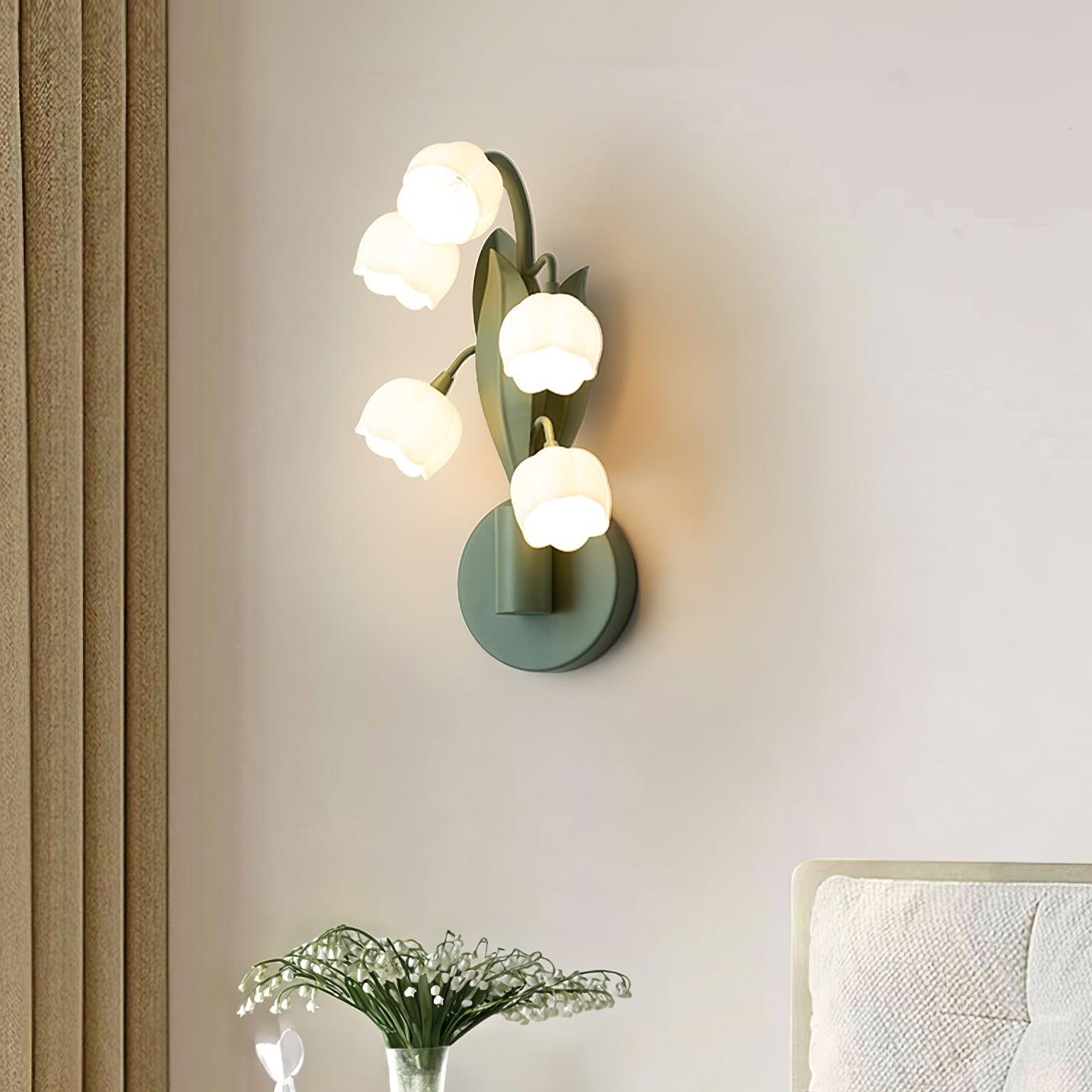 Lámpara de Pared Sara Orquídea con Hojas Verdes, Aplique de Pared Moderno, Luz Regulable para Interiores y Exteriores 2