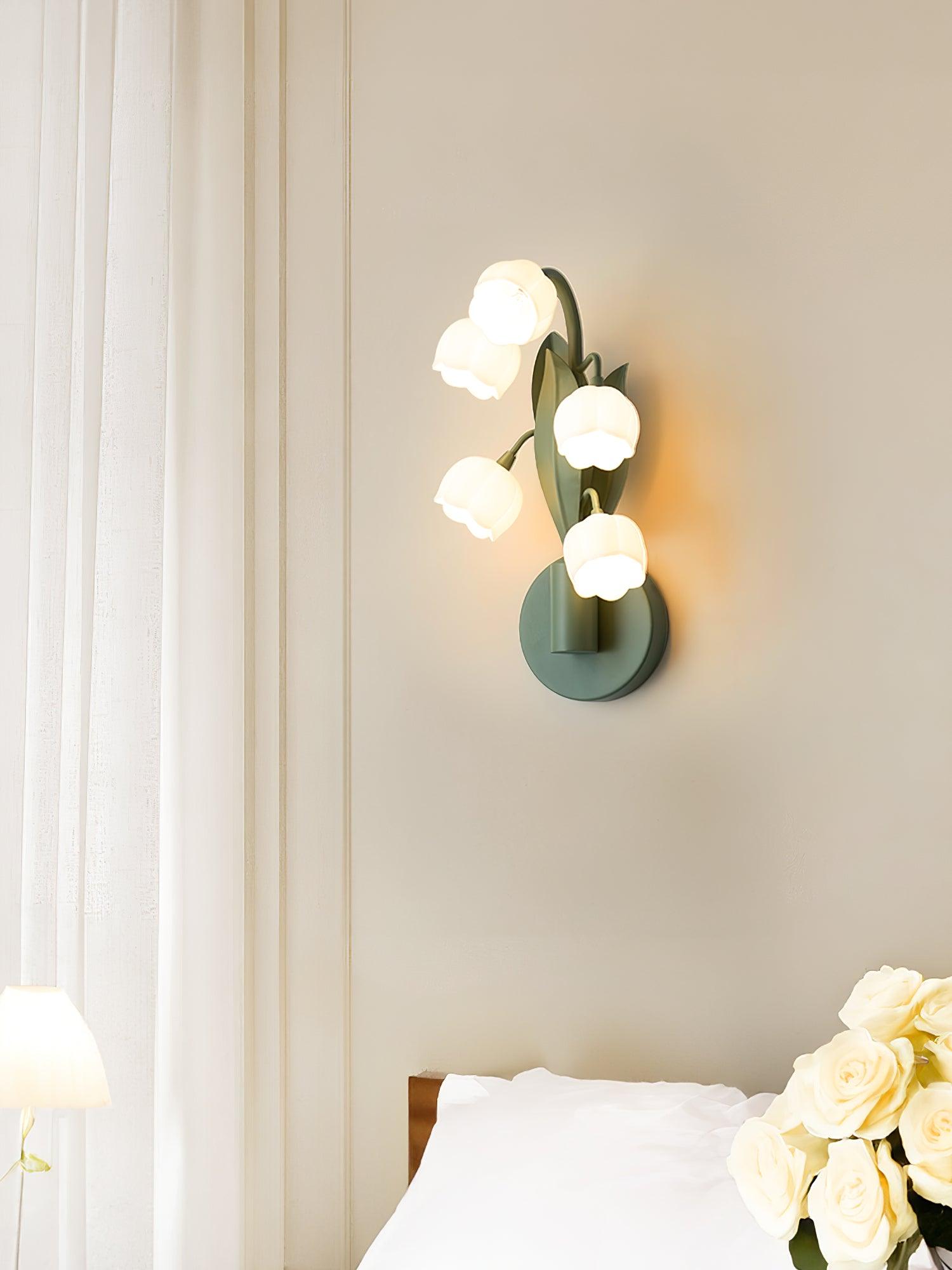 Lámpara de Pared Sara Orquídea con Hojas Verdes, Aplique de Pared Moderno, Luz Regulable para Interiores y Exteriores 3