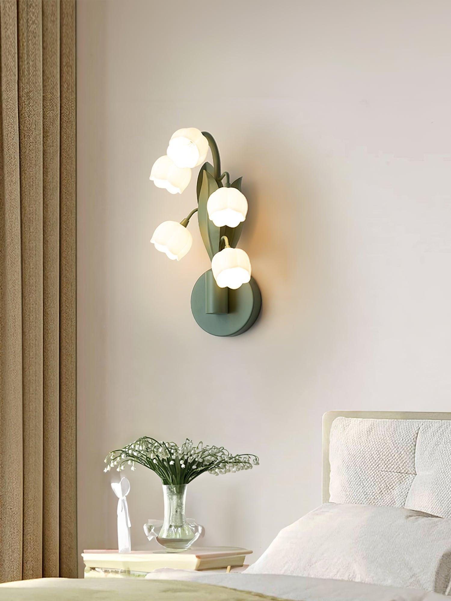 Lámpara de Pared Sara Orquídea con Hojas Verdes, Aplique de Pared Moderno, Luz Regulable para Interiores y Exteriores 6