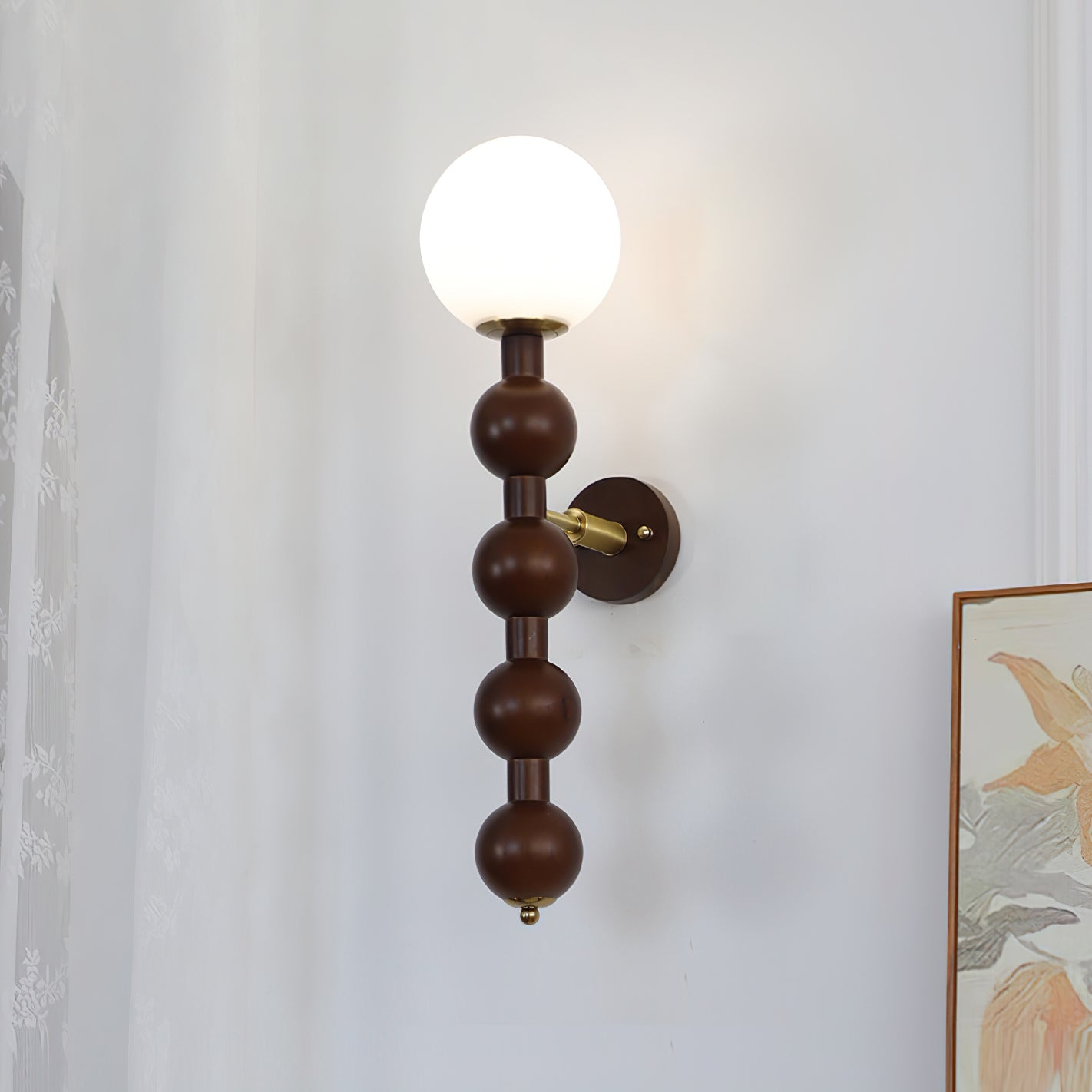 Lámpara de Pared Selene Gourd de Madera y Metal con Diseño Elegante 0
