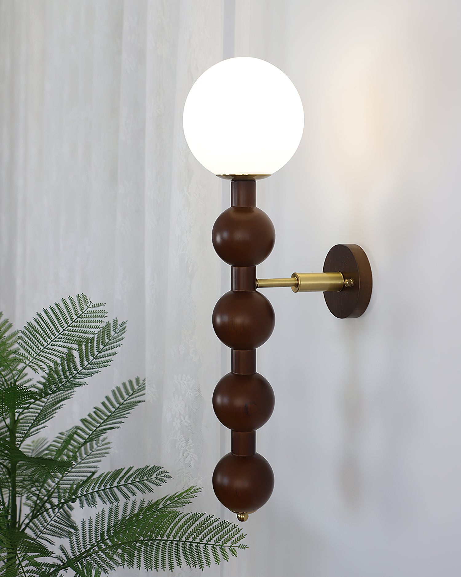 Lámpara de Pared Selene Gourd de Madera y Metal con Diseño Elegante 4