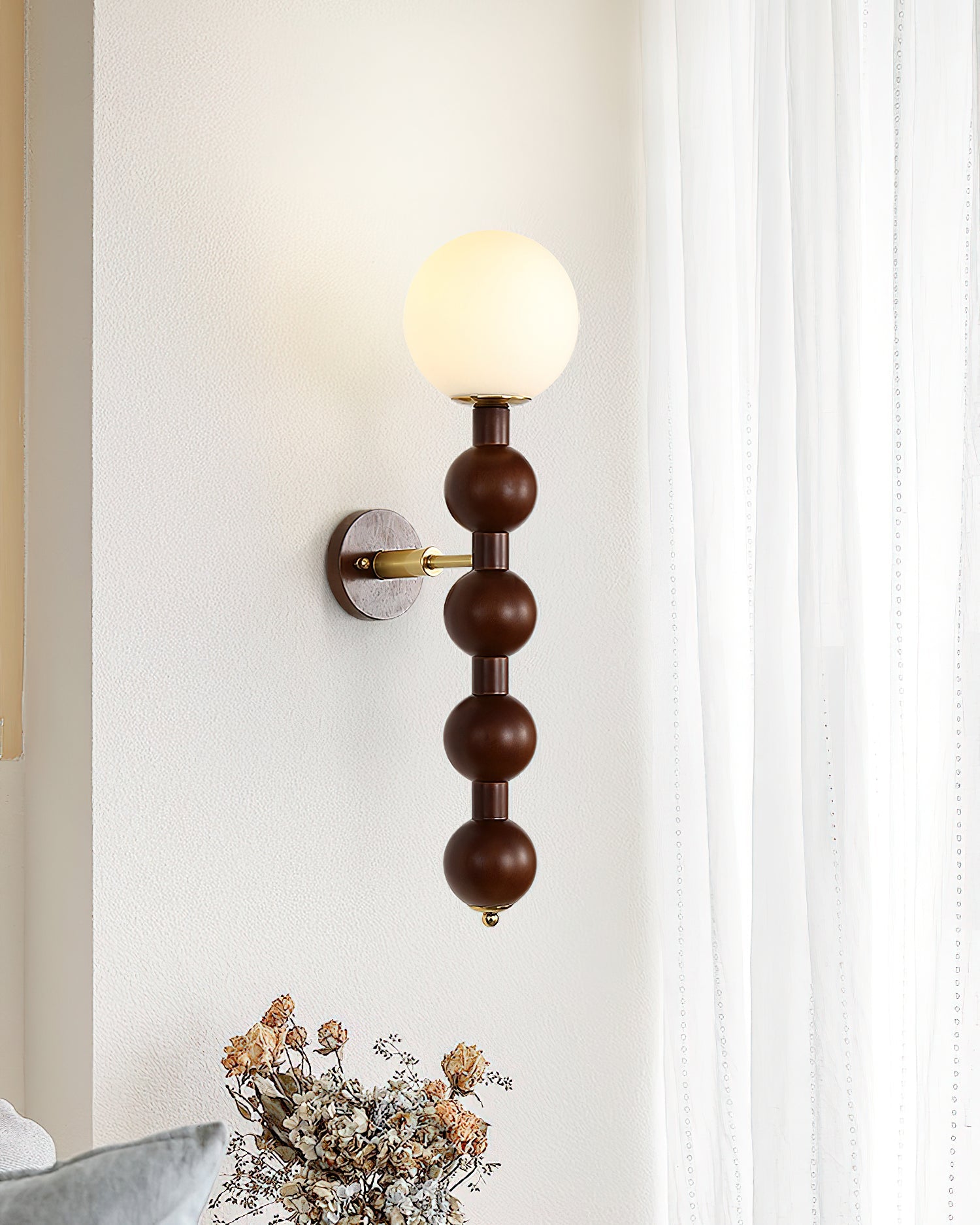 Lámpara de Pared Selene Gourd de Madera y Metal con Diseño Elegante 7